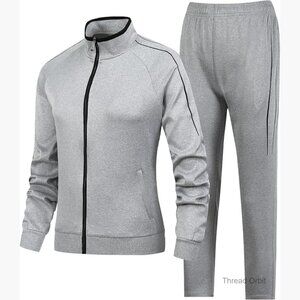 Medium Full Zip Tracksuit Set Lightweight Polyester Workout Joggers